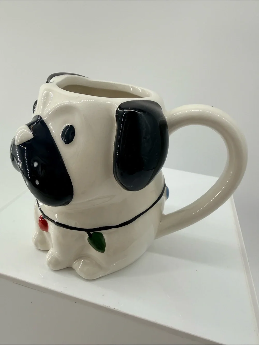 Wondershop White and Black Pug Ceramic Pet Bowl
